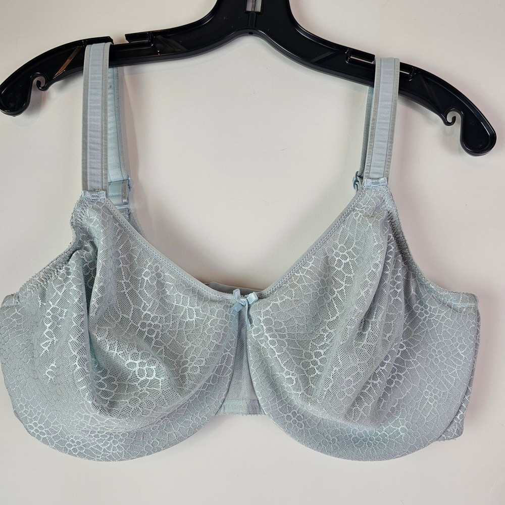 Chantelle C Magnifique Underwire Bra Light Blue Floral Lace Full Coverage 38DDDD